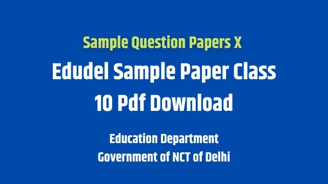 Edudel Question Papers