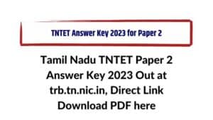 TNTET Paper 2 Answer Key