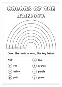 Colors of the Rainbow Kindergarten Worksheet