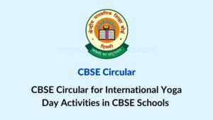 CBSE Circular on Yoga Day Activities
