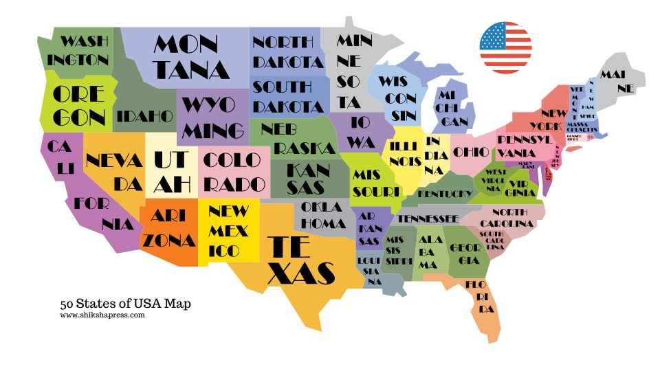 50 States of USA Map
